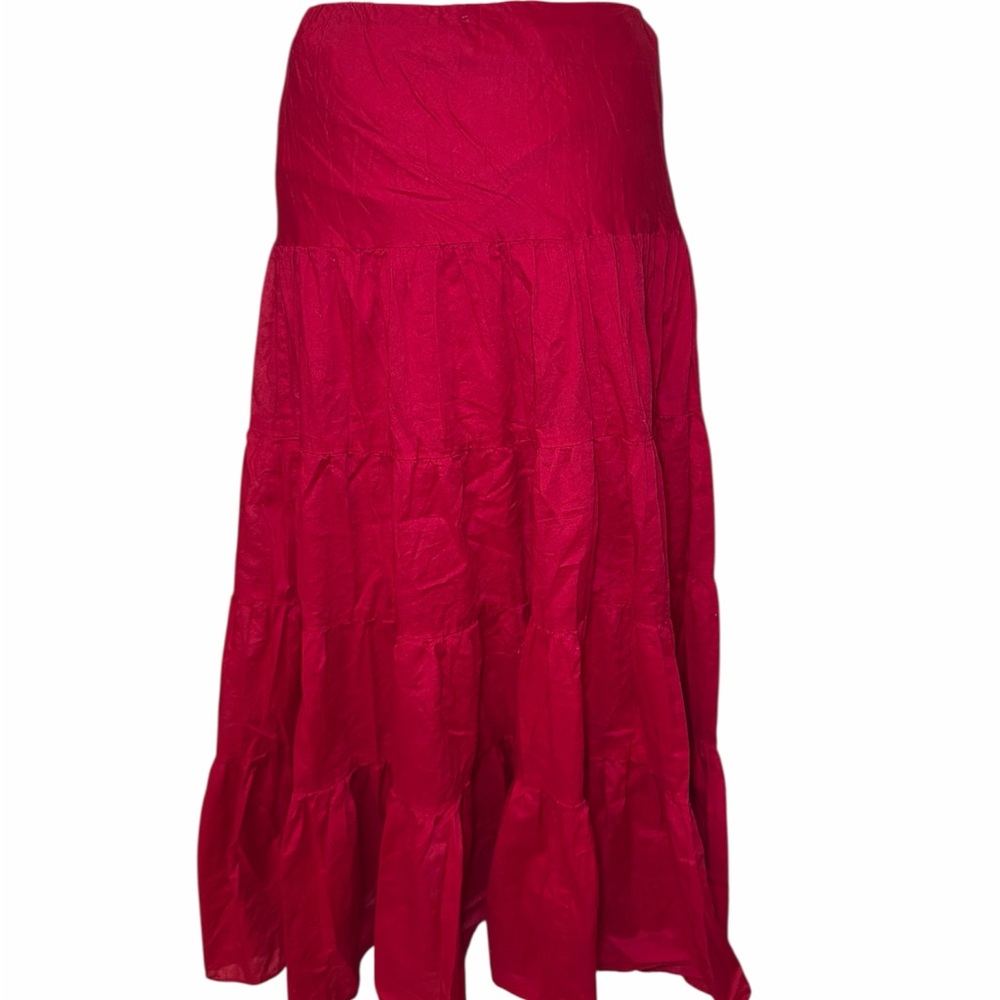 Lauren Ralph Lauren Long Tiered Maxi Skirt Red Size Small